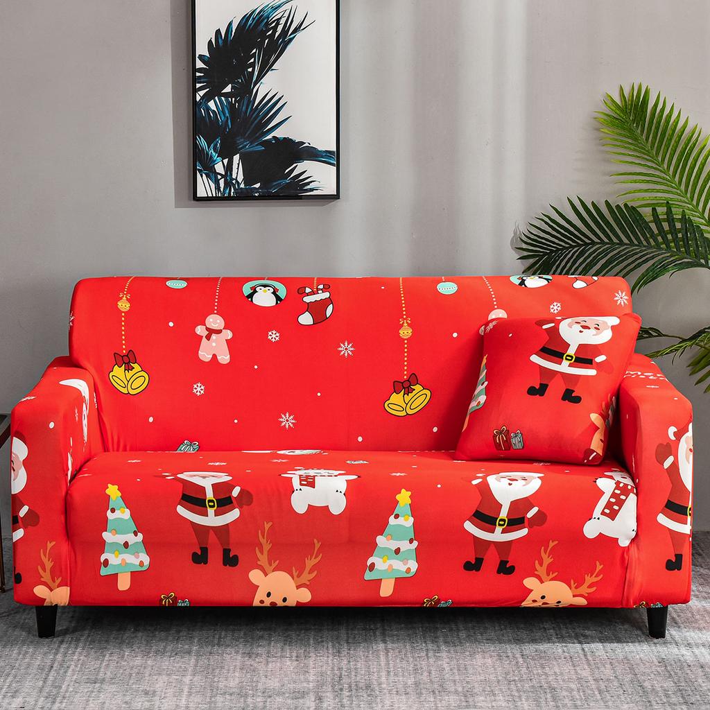 1pc Christmas Sofa Slipcover Stretch Non-slip Sofa Cover Festical New Year Xmas Couch Cover Universal Sofa Protector Home Decor
