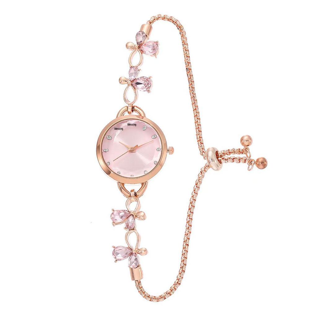 2023 Europäische & Amerikanische Strass-Armbanduhr mit Verstellbarem Armband