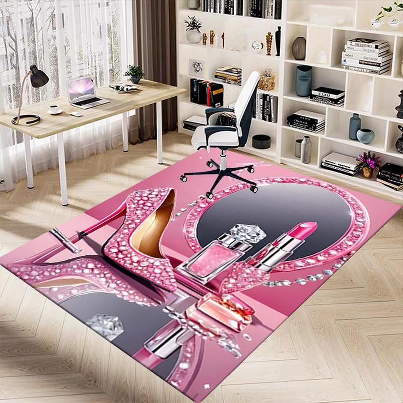 1PC high heeled shoes lipstick Extra Large Non Slip Floor carpet, Office, family, Studio   Large Area Rug Indoor Rugs, Bold Statement Piece