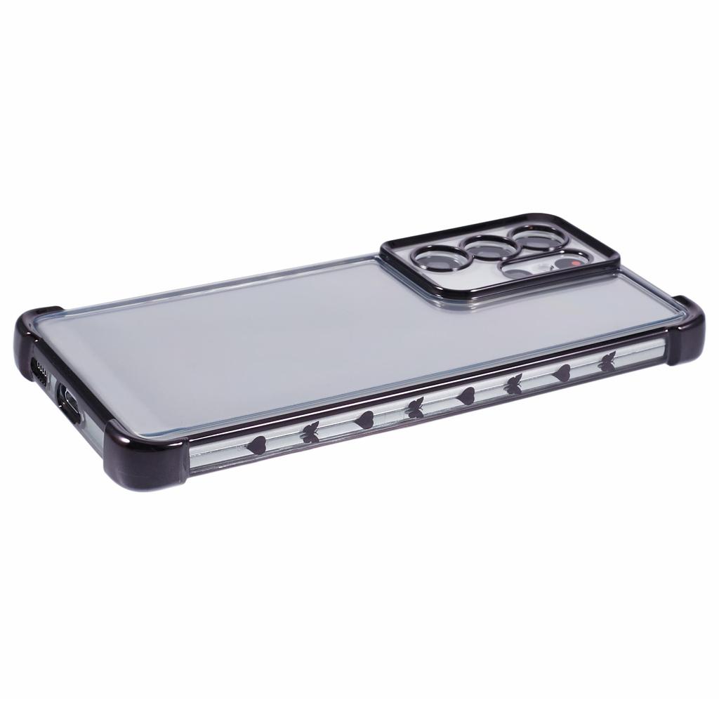 For Samsung Galaxy S21 Ultra 5G Clear Case TPU Back Phone Cover Electroplating Love Heart