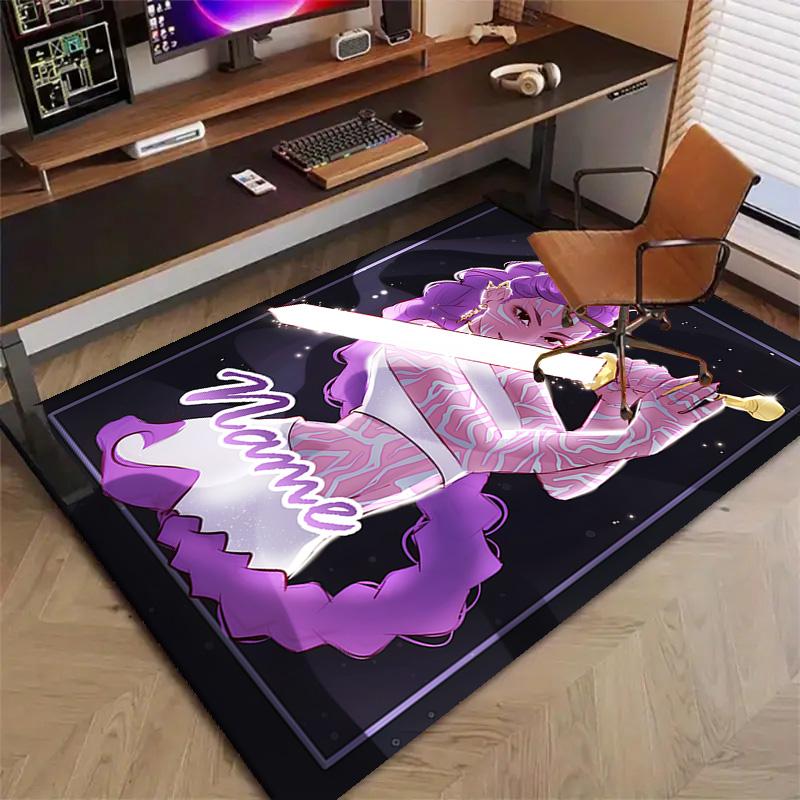 Custom KPop Demon Hunters Mat Personalized Name, Polyester Washable Indoor Entryway Rug, Gift for Christmas, Easter, Thanksgiving Day
