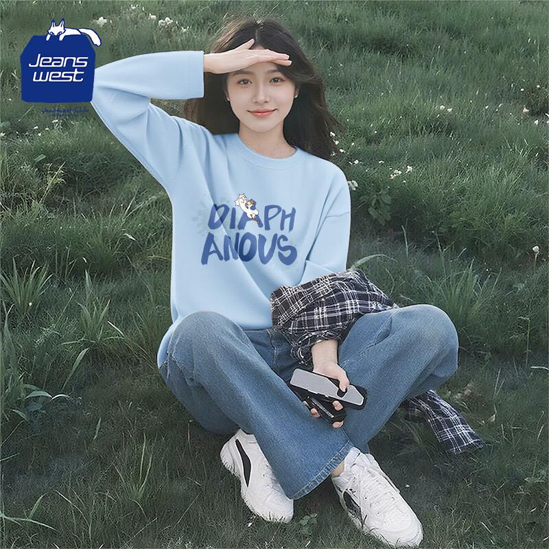 

JEANSWEST CLUB Women s Relaxed Fit Cotton Long Sleeve Duck Graphic T-Shirt L