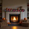 Artificial Fall Maple Leaf Wreath with Pumpkins and Berries for Halloween Thanksgiving Harvest Home Decorations