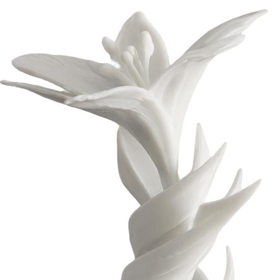 3D Printed Lily Flower Sculpture, Modern Intertwined White Floral Art, Unique Wedding Anniversary Gift for Couple, Elegant Home Decor for Living Room,