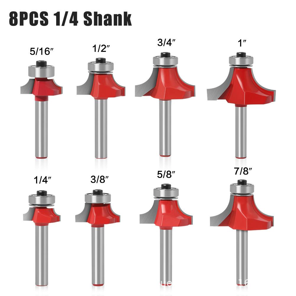 Woodworking Bearing Round Corner Cutter Trimming Machine Cutter Head Chamfering Slotting Engraving Woodworking Cutter Gong Cutter 1/4 Handle 6 Handle