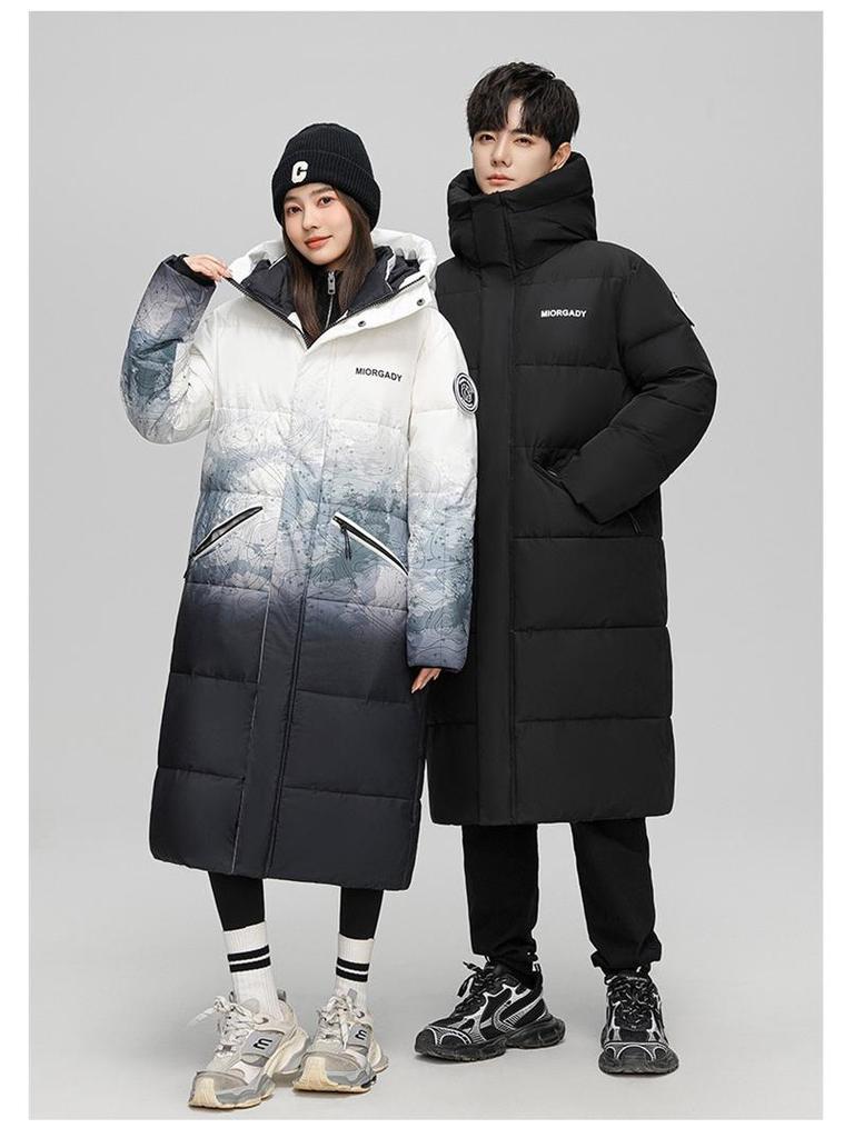 Doudoune d'hiver mi-longue pour homme à dégradé, double fermeture éclair - Style 2025, Épaisse pour l'aventure en montagne enneigée, Mode transfrontalière.