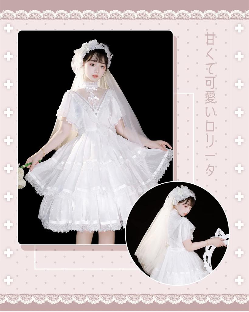 JIURUN Lolita Gothic Lolita Retro Elegant Plus Mori Sweet Includes Gothic Cute One-Piece Costume, Dress, Size, Girl, Lolita, Socks, Dress,