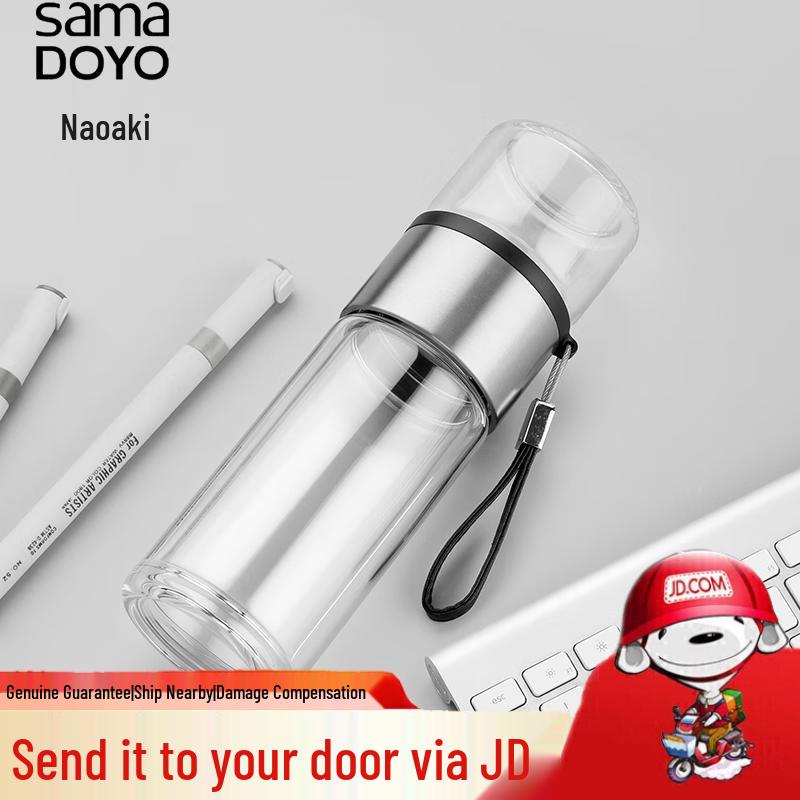 SAMADOYO Double Wall Glass Tea Infuser Mug with Handle