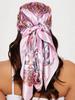 1 Stück Einfaches bedrucktes Satin-Bandana Seidenschal für Damen Hijab 90cm Quadratische Schals Designer Luxus Schal Kopftuch