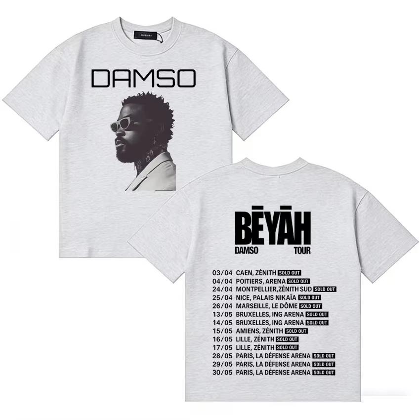 Singer Damso Tour Beyah Album Hip Hop Aesthetic Short Sleeve T Shirt Unisex WOMEN Loose ONeck Cotton Tshrit Unisex Ins Yk