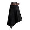 Elegant Suede Midi Skirt with Irregular Slit - Women's Autumn/Winter Fashion