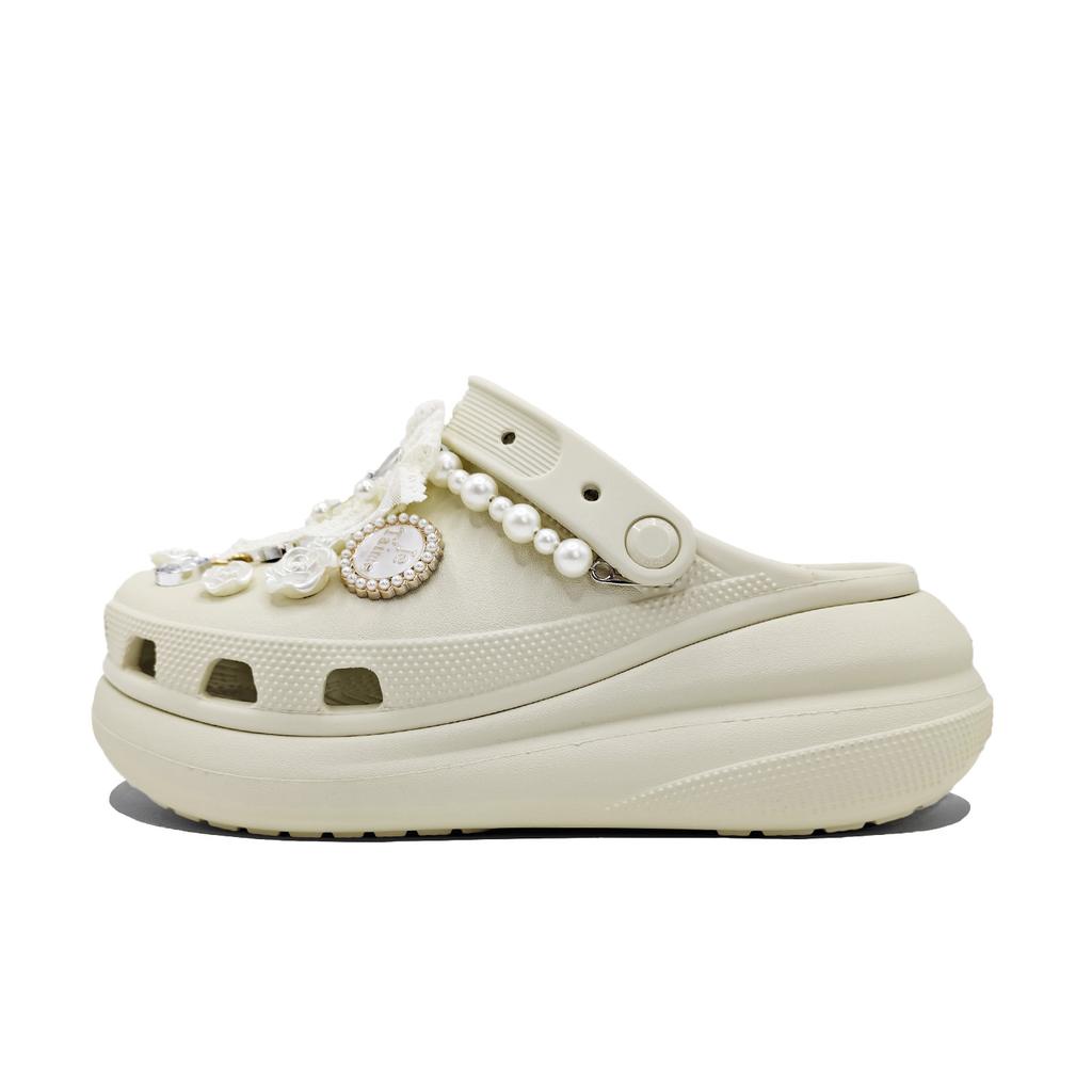 Crocs Crush Clog EVA Jinling Chaochuang Bow Simple and Fresh Casual Versatile Fashion Trend Hole Shoes Women's Bone Colour