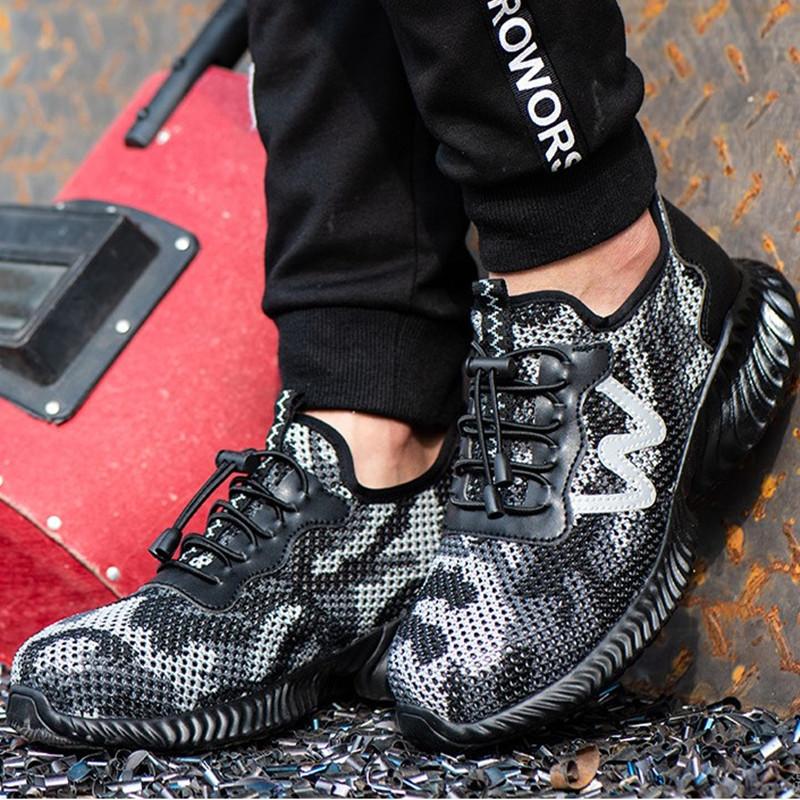 Nuove Scarpe Antinfortunistiche da Uomo Traspiranti con Puntale in Acciaio, Antiscivolo, Stivali da Lavoro Indistruttibili, Scarpe Antiscasso, Scarpe da Lavoro da Uomo