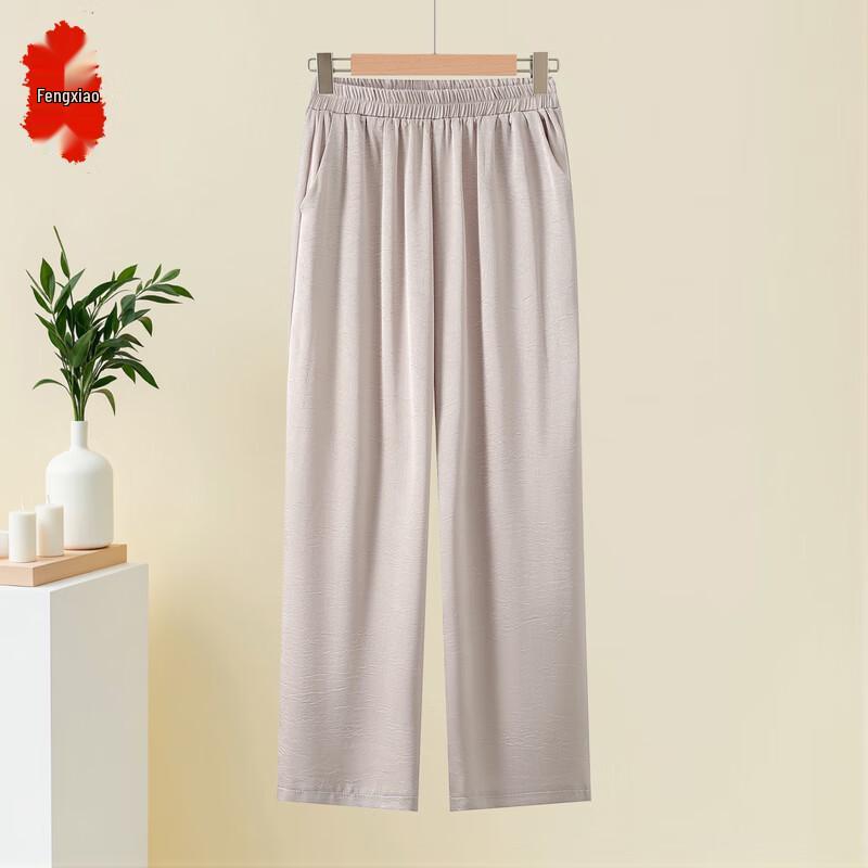 Women s Summer Satin Wide-Leg Cropped Pants 4XL (Waist 2.4-3.1 Chi)