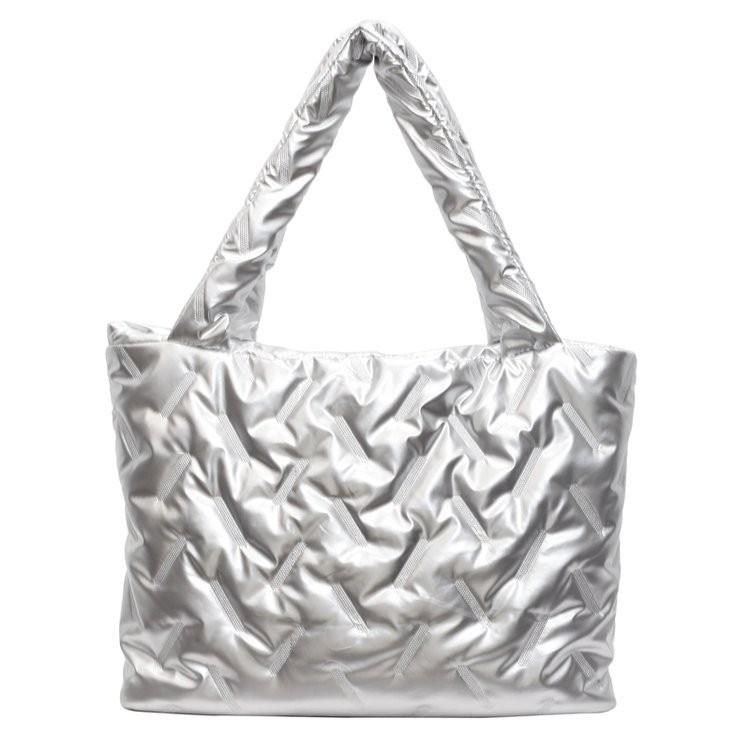 Модная городская минималистичная сумка через плечо для женщин Большого размера Мягкая полиэстеровая сумка серебряный