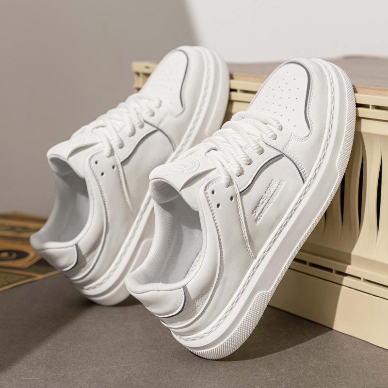 

Поверхность из микрофибры Толстая подошва Увеличение роста Перфорация Дышащие Маленькие белые туфли Низкий верх Шнуровка Повседневный досуг Спорт Кеды для скейтборда Мужская обувь 39