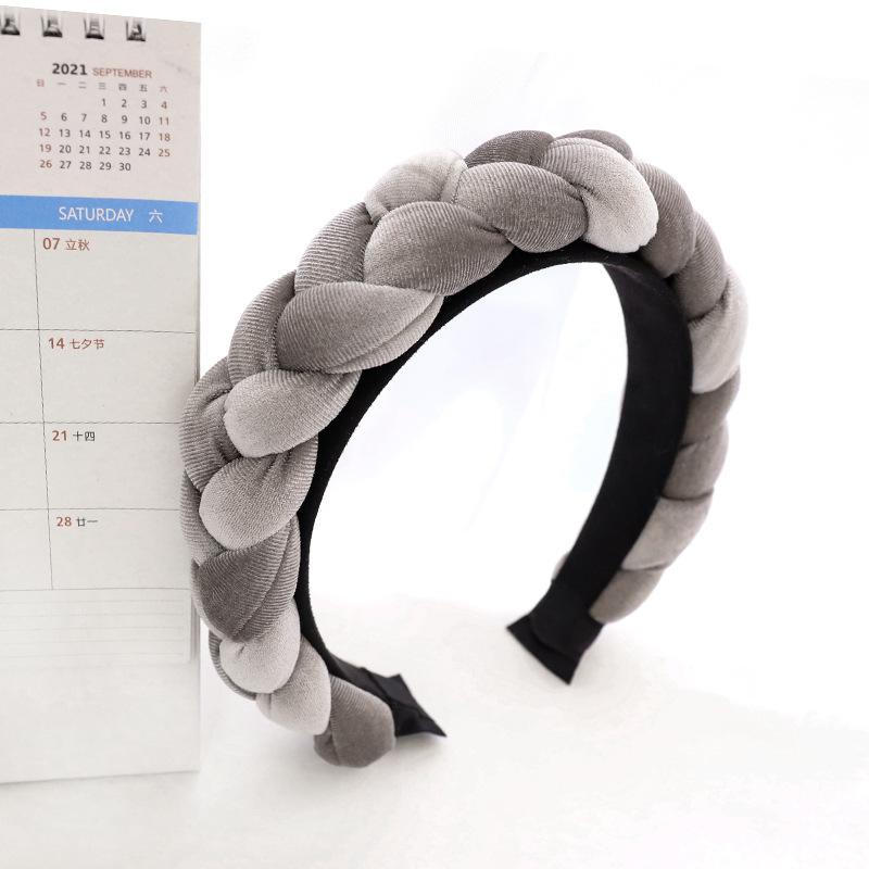 Fluwelen Gevlochten Haarband Hoofdband voor Vrouwen Meisjes Haaraccessoires gray