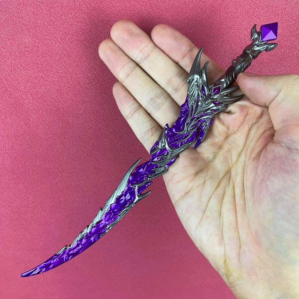 

8.6inch Game Peace Katana Metal Damascus Sword Real Size Japanese Katana Purple Ninja Knife Blade Original Samurai Sabre Toy