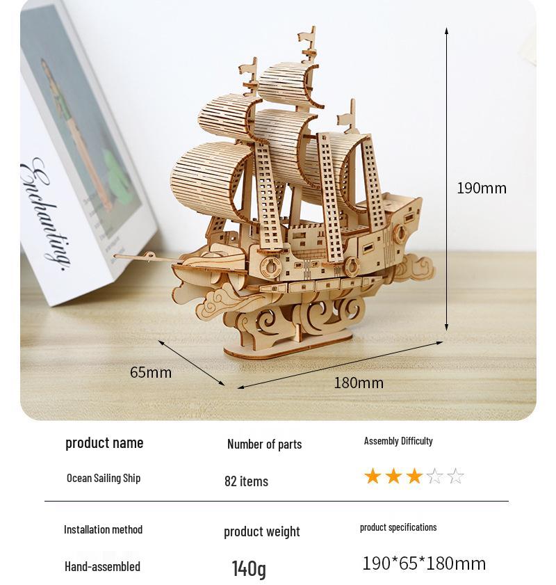 3D Wooden Puzzle: DIY Train, Carousel, Ferris Wheel, Pumpkin Carriage & Sailing Ship Models