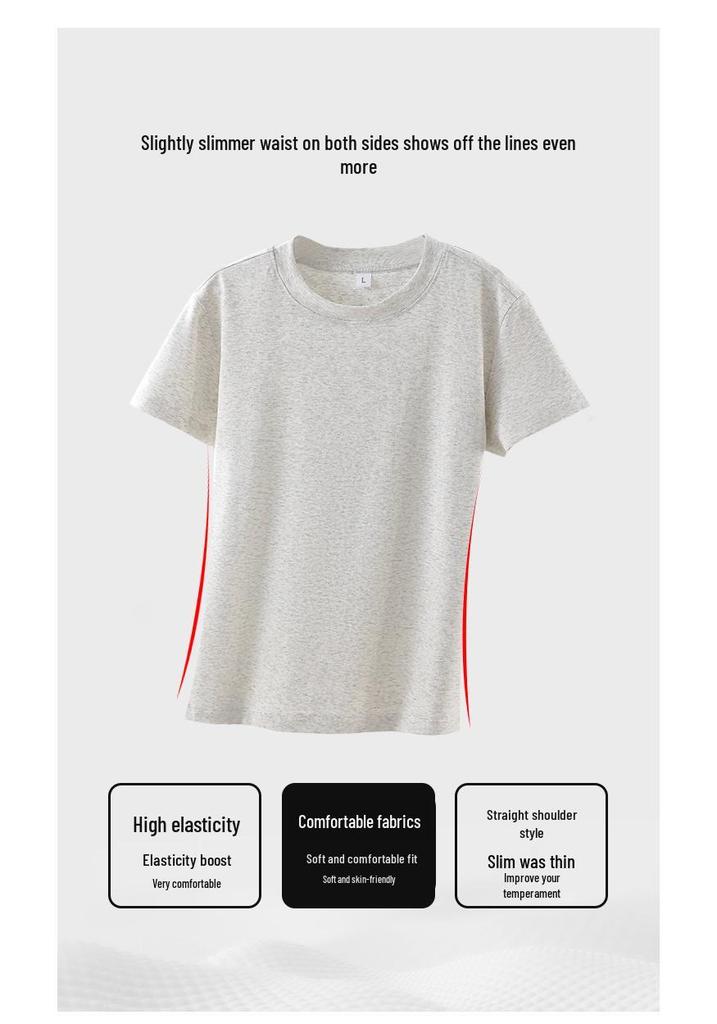 Women's Ribbed Cotton Round Neck T-Shirt - Short Sleeve, Casual Slim Fit, Summer Essential