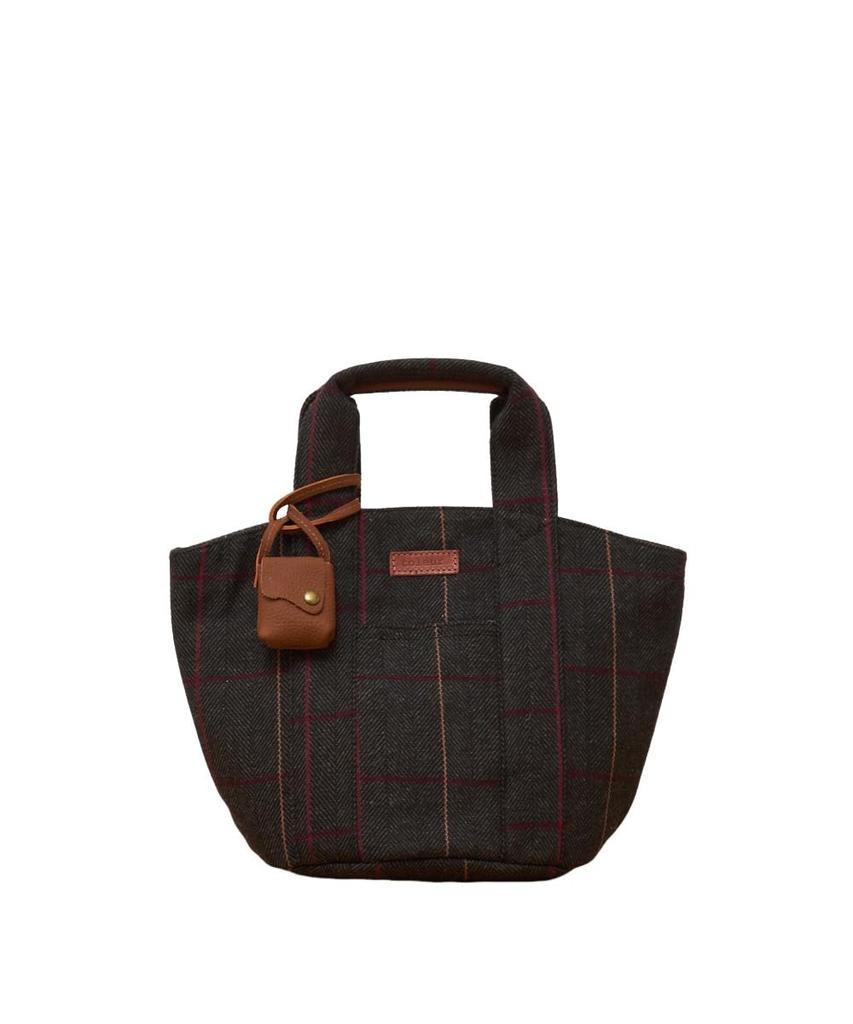 Toleur Tola Wool Check Tote Bag, Dark Gray, Women's, Natural Color, 13007-DGY