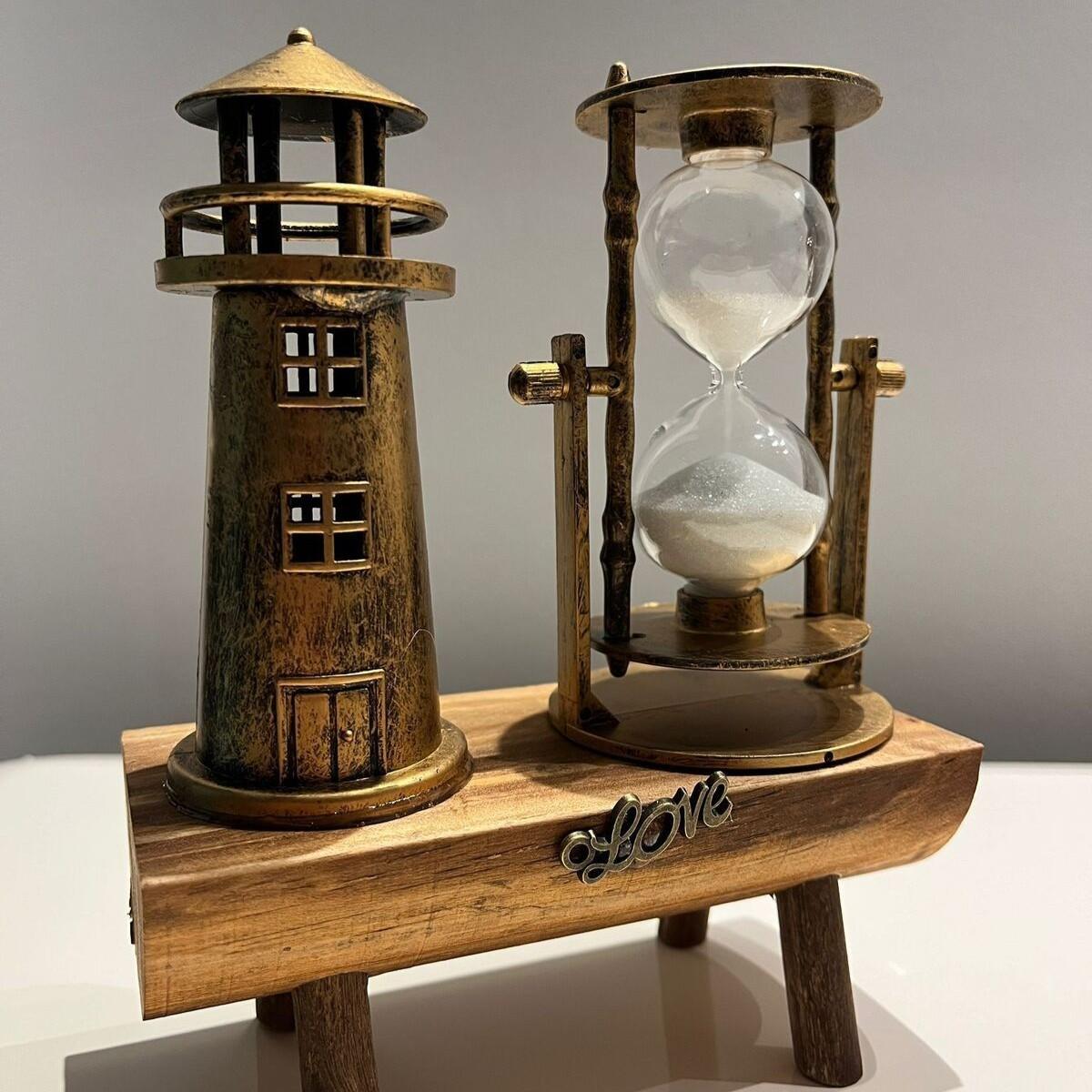 

Gift Decorative Hourglass Lighthouse Decor Office Gift Standart коричневий