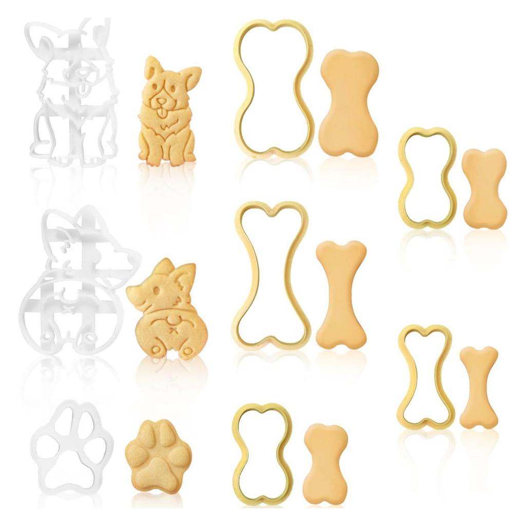 8 Pieces Dog Shaped Mold Set Unique Biscuit Moulds Cute Dog Shaped Fondant Press Cutters ABS Material Suitable for Party