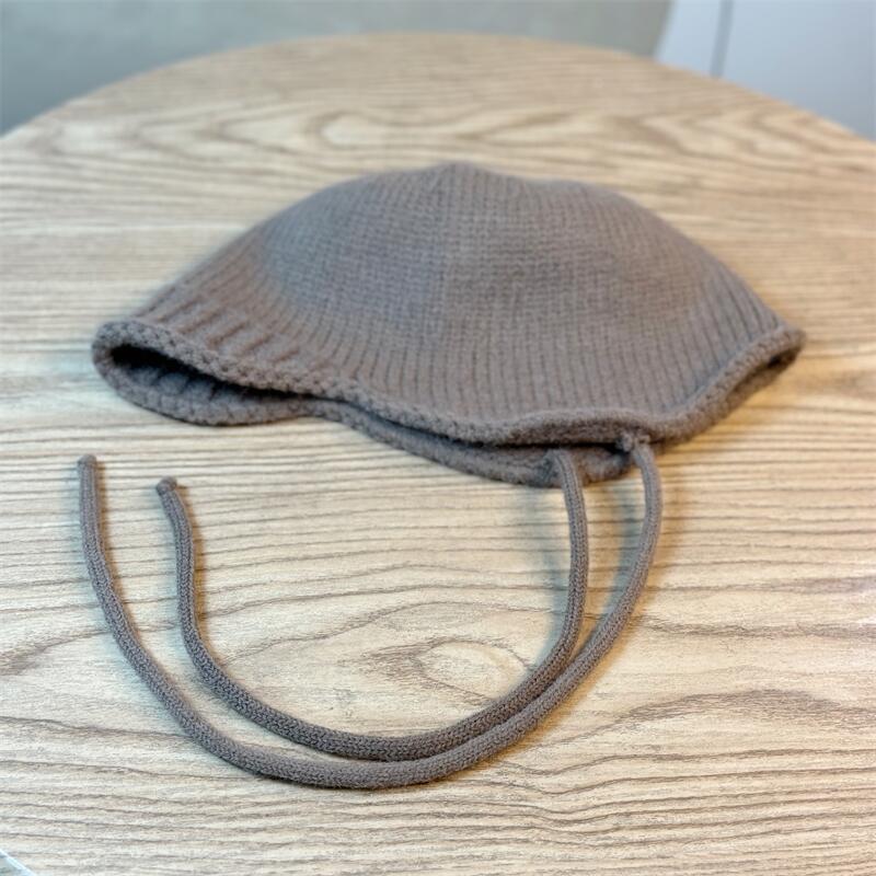 Autumn and Winter Warm Wool Hat Women's Ear Protector Knitted Pullover Hat Strap Fashion Hat
