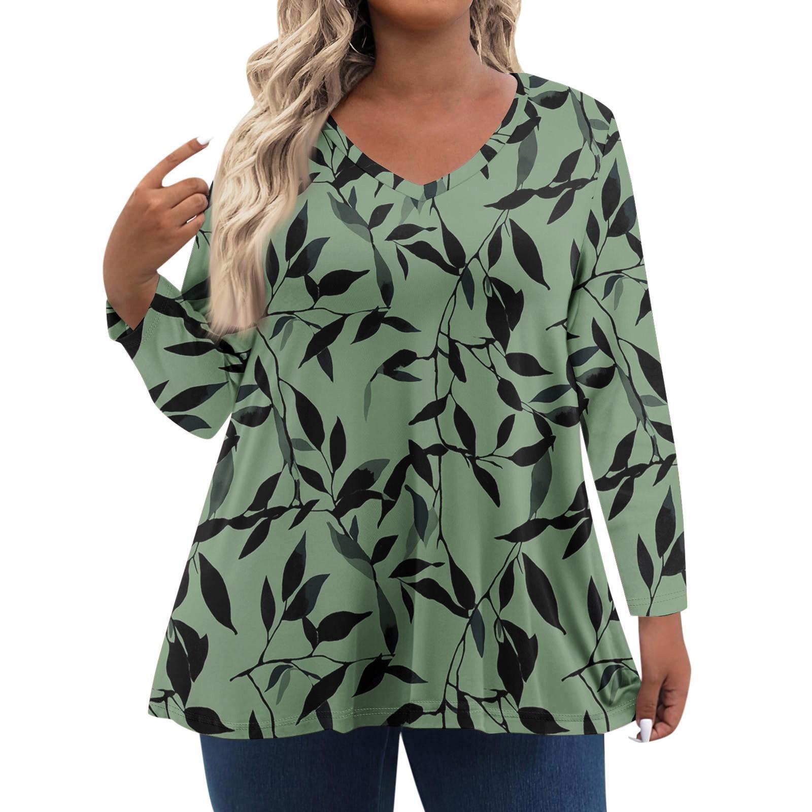 

Women s Fashionable Casual Long Sleeved Plus Size Floral Print Top Plus Size Floral Print Top XXXXL