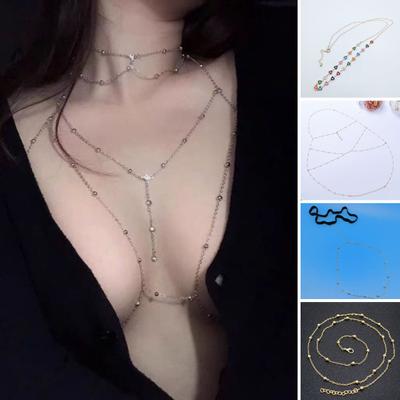 Göğüs Zinciri Çok Katmanlı Püskül Parlayan Abartılı El Yapımı Galvanik Dekorasyon Seksi Püskül Seksi Oymak