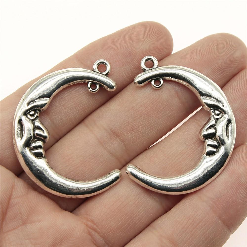 5pcs Moon Pendant Charms For Jewelry Making DIY Handmade Craft Antique Jewelry Making