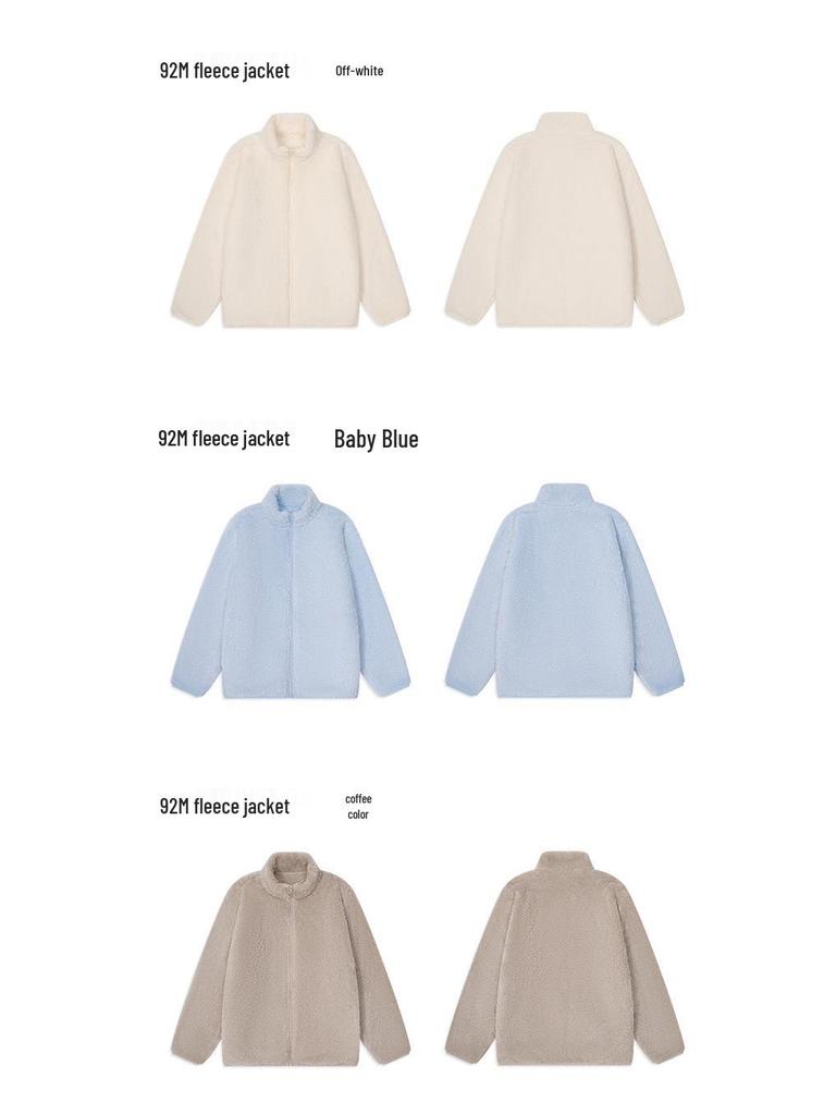Women's Coral Fleece Stand Collar Zipper Jacket - Double-Sided Plush, Velvet-Enhanced, Thickened Winter Outwear