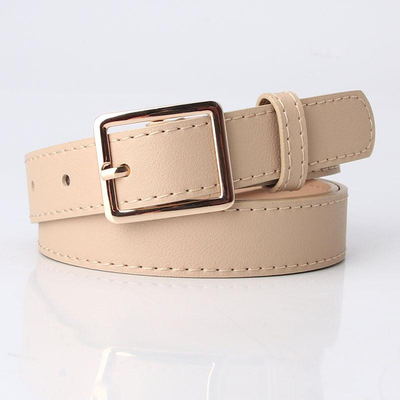 Fashion Womens Pu Belt With Metal Buckle For Casual Office Wear