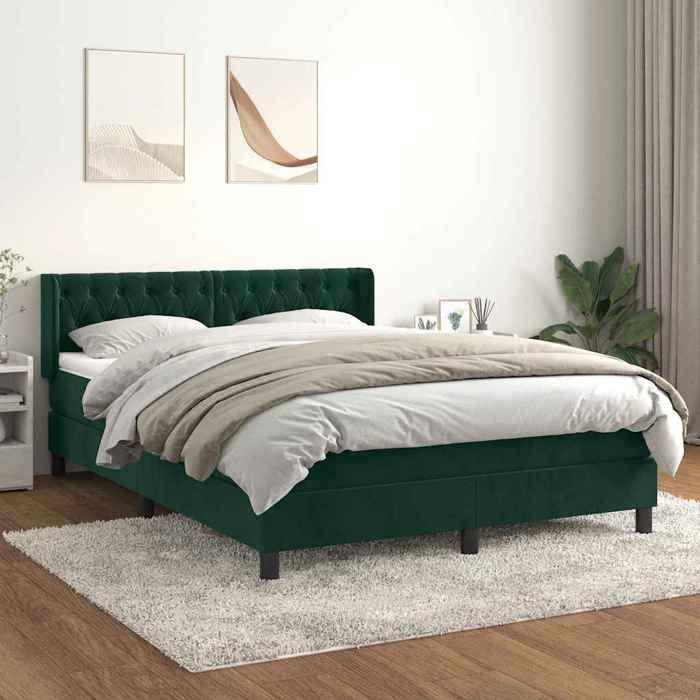 Maison Exclusive - Sommier à lattes de lit et matelas Vert foncé 140x190cm Velours