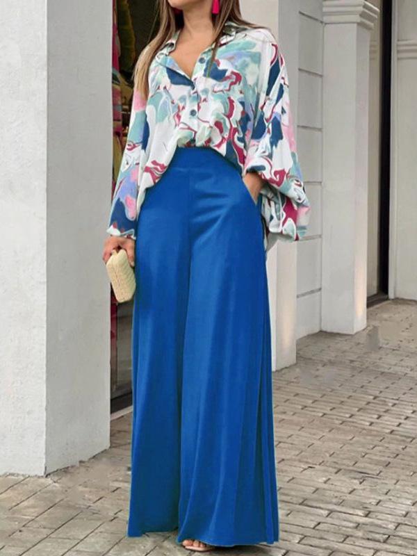 2025 Winter Plus Size Women's Casual Wide-Leg Pants & Top Set