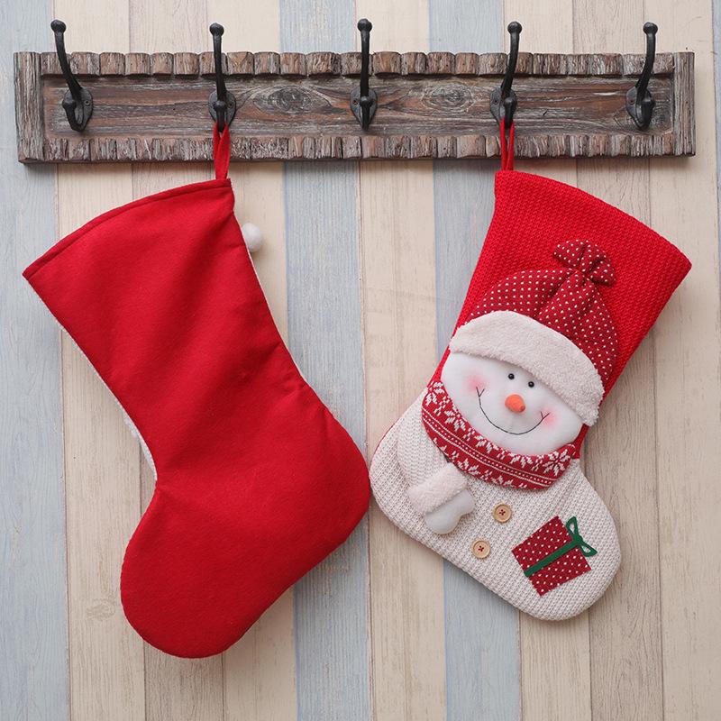 Large Christmas Stocking Gift Bag for Kids - Santa Claus & Snowman Ornament