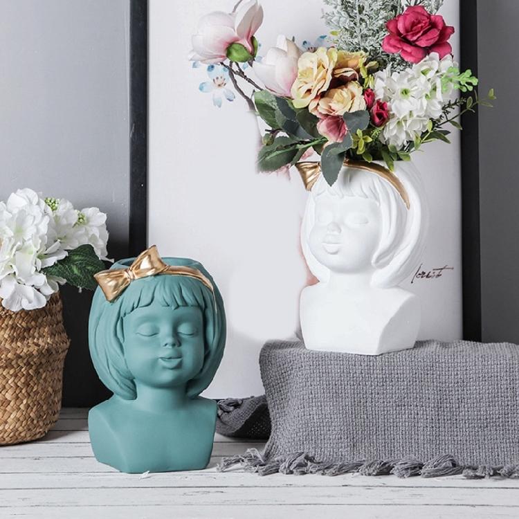 Bowknot Girl Flower Pot Silicone Resin Mould DIY Succulent Planter Molds Craft