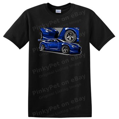 Blue Sports Car Graphic T Shirt Cool Auto Racing Car Tee Graphic Design