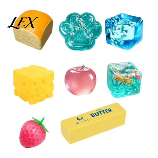 Safe Stress Relief Toy 8Pcs Sugar Squeeze Toys, Soft TPR Fidget Ball for Adults, Anxiety Calming Sensory Party Gift Relaxation For Adults
