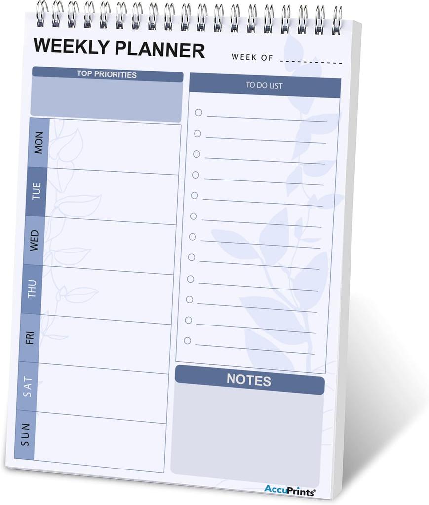 Accuprints A5 To Do List Notepad - Daily Planner Undated 50 Sheets/100 Pages Tear Off, 5.8"" X 8.2"" | Planning Memo Pad