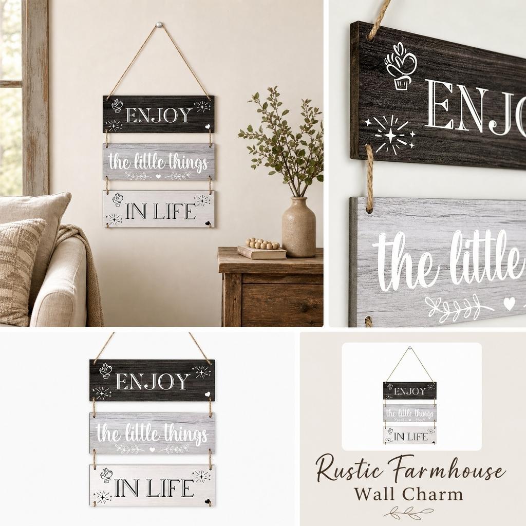Wooden Hanging Sign Wall Decor for Home Rustic Farmhouse Style Decorative Plaque for Living Room Bedroom Outdoor Use with Rope Hanger