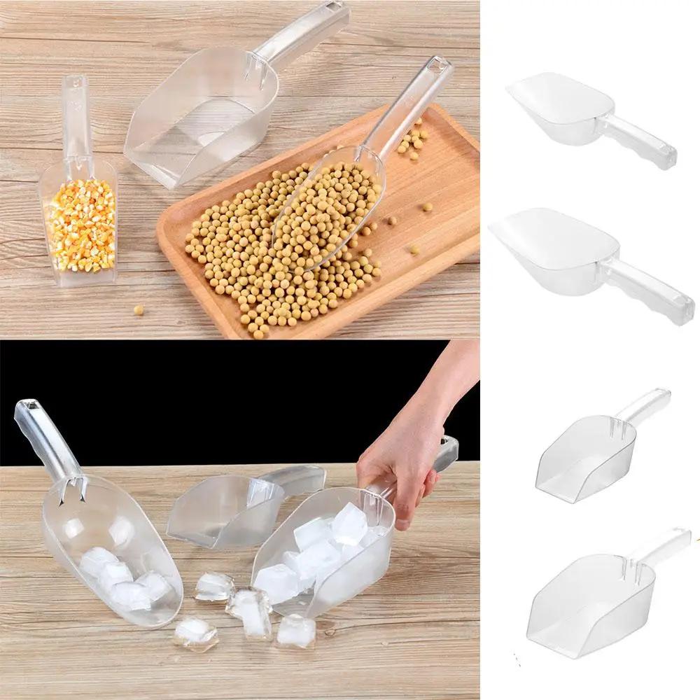Clear Plastic Ice Scoops Transparent Mini Ice Shovel Circular/Square Mouth Dry Goods Shovel Multifunctional