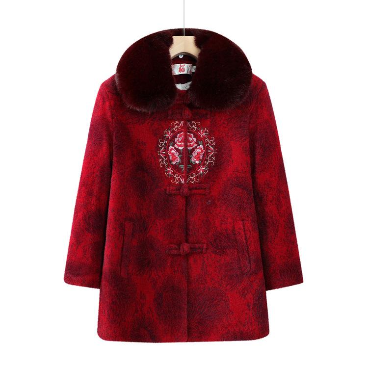 Grandma's Winter Clothes Mink Velvet Old Lady Cotton Coat Elderly Winter Clothes Coat Female Mother Plus Velvet Thickened Woolen Coat