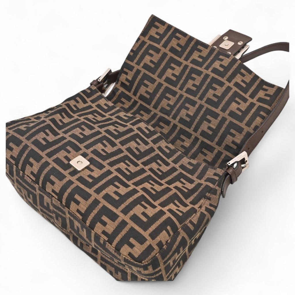 Auth FENDI Zucca Mamma Bucket Shoulder Bag Handbag Tote Bag Canvas 26424 Fe7872cc