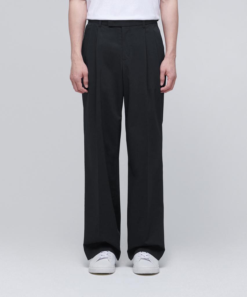 MUSINSA STANDARD [Cooltandard] Real Wide Hidden Banding Slacks [Dark Gray]