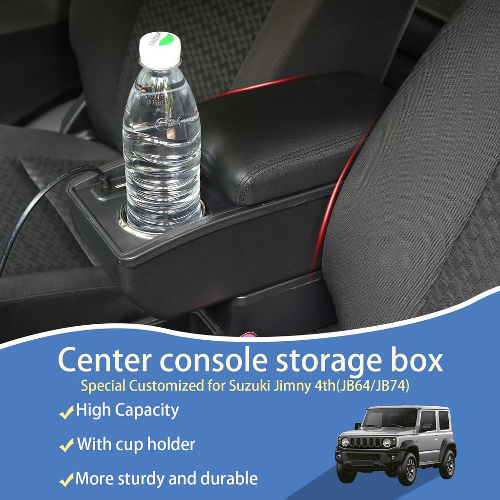 Replacement Armrest Center Console Storage Box for Suzuki Jimny with Cup Holder and USB Jimny Accessories JB64W/JB74W (2019-2025), Interface,