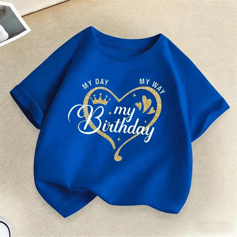 My Birthday Heart Cute Children Print Tshirts Summer Girls Casual Funny Colorful Tops Kids Comfortable ONeck Short Sleeve Tees