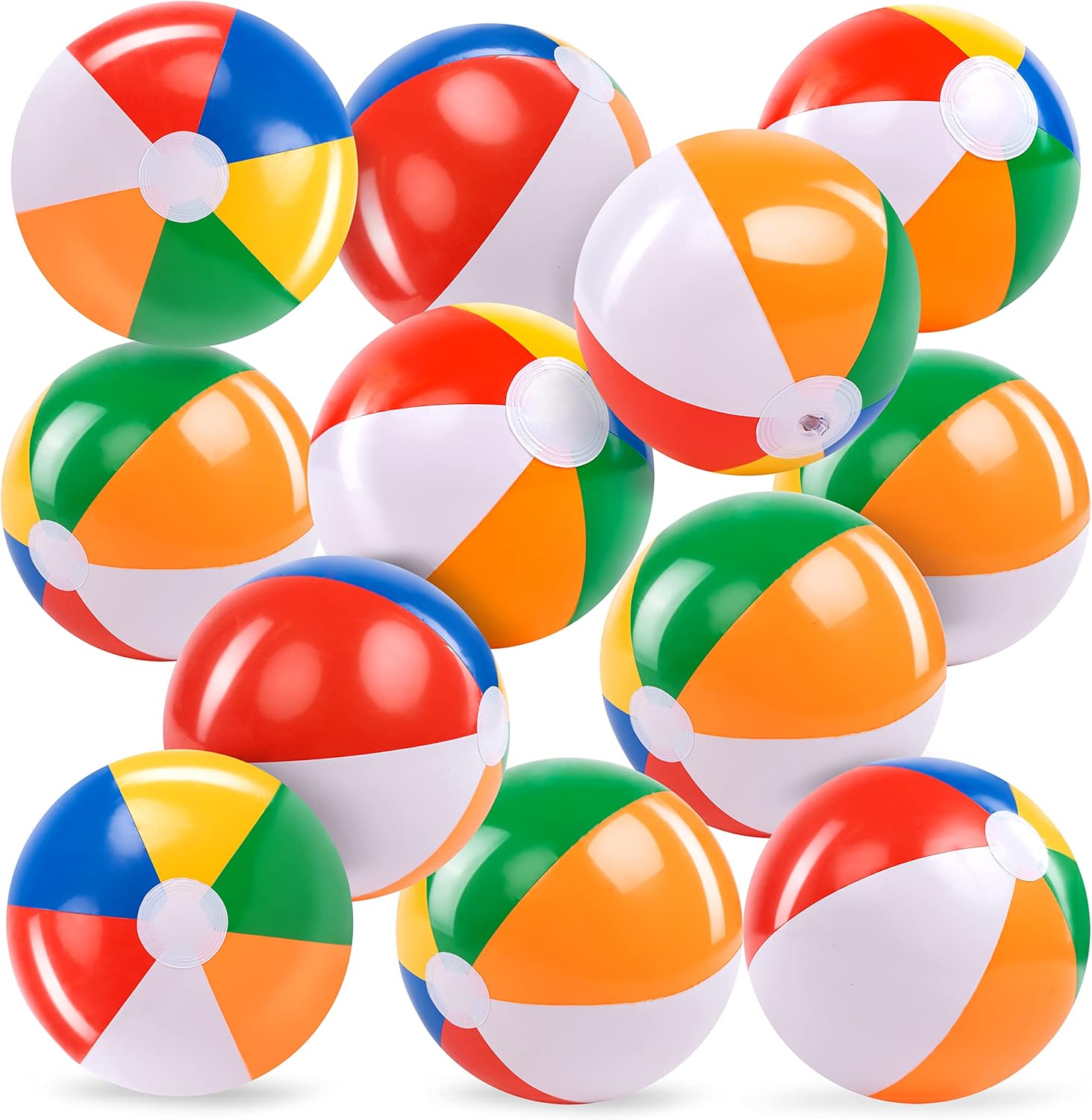 JOYFY Rainbow Beach Balls(12 Pack) Inflatable Swimming Pool Toys for Summer Water Games Kids Birthday Party Supplies Combo Set