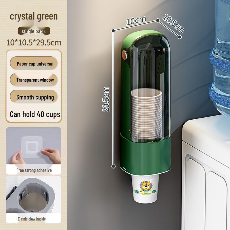 

Auto-Dispense Wall-Mounted Dustproof Paper Cup Holder One-at-a-time, No jamming