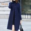 Cappotto di Lana da Donna Autunno Inverno Colletto Revers Monopetto Largo Lunghezza Media Spesso Caldo Soprabito per Pendolarismo Appuntamenti Viaggi
